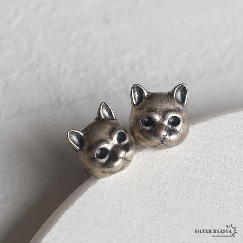 猫ピアス 2点 シルバー925 レディース イヤリング ピアス かわいい 猫 キャット スタッドピアス 両耳用 金属アレルギー対応_画像5