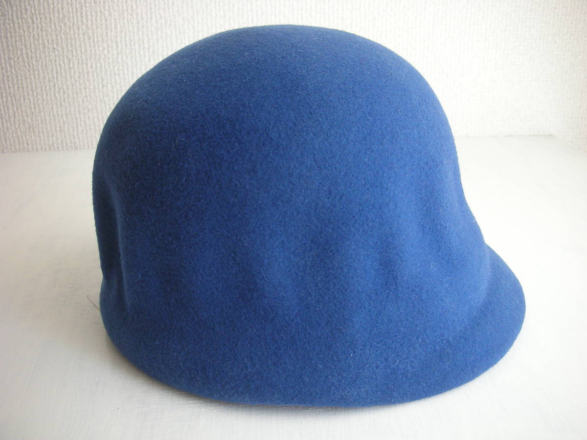 閉店セールk126 新品14,000円 56cm 男女兼用 日本製 カミラフカ KAMILAVKA ハット 立体的 ベレー帽 帽子 ウールハット ブルー 青 キャップ_画像4