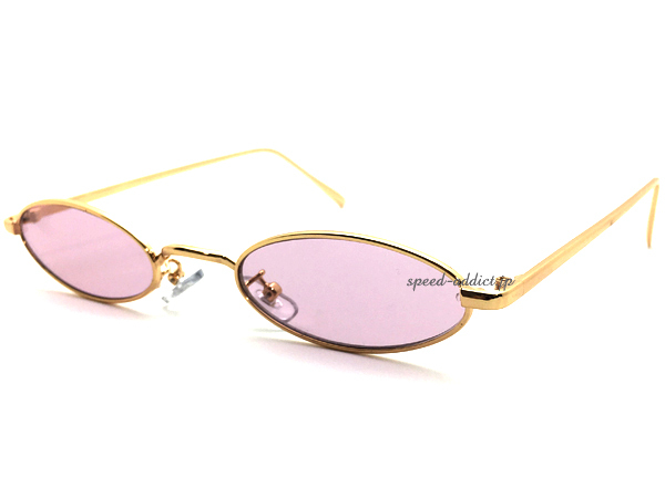 METAL NARROW OVAL SUNGLASS GOLD × PINK/ metal narrow овальный солнцезащитные очки розовый цвет линзы очки очки маленький длина ширина длина УФ фильтр шт ... рука 