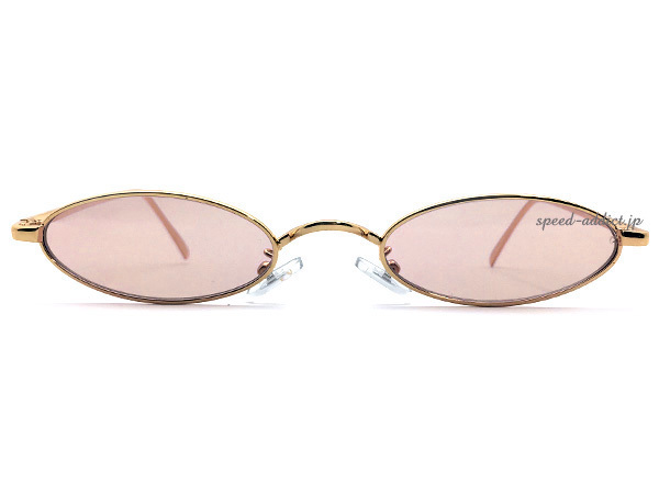 METAL NARROW OVAL SUNGLASS GOLD × PINK/ metal narrow овальный солнцезащитные очки розовый цвет линзы очки очки маленький длина ширина длина УФ фильтр шт ... рука 