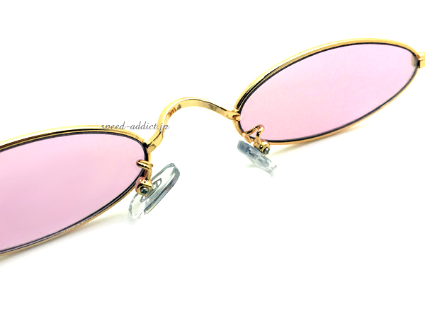 METAL NARROW OVAL SUNGLASS GOLD × PINK/ metal narrow овальный солнцезащитные очки розовый цвет линзы очки очки маленький длина ширина длина УФ фильтр шт ... рука 