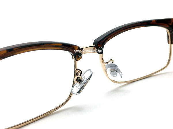 SQUARE NARROW BROW SIRMONT SUNGLASS べっ甲・GOLD × CLEAR/スクエアナローサーモントブローサングラスデミべっこう伊達メガネuvカット_画像6