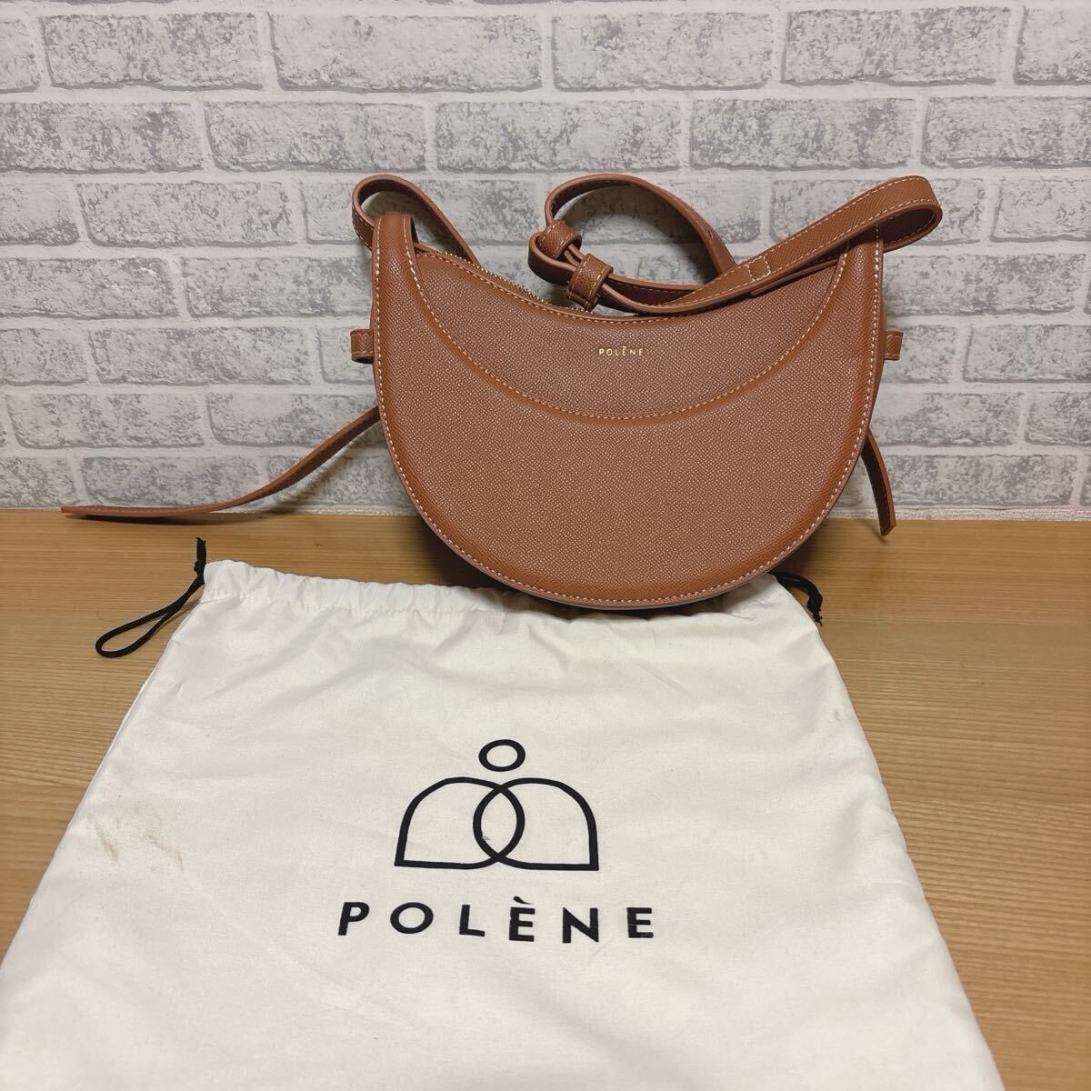 POLNE ハーフムーン型ショルダーバッグ ポレーヌ Numero Dix ショルダーバッグ ブラウン バッグ 斜め掛け