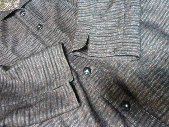 春夏秋 2.3回著用 美品 ノアージュ noa-ge ブラックグレーX里お花柄 ボーダー地模様 ブラウス カーデ M L ゆうパケ300円発送 同梱OK 