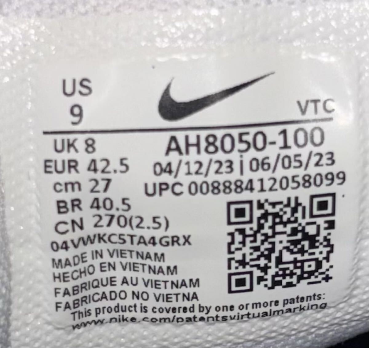 ナイキ エアマックス ヴェイパーマックス 27.0 NIKE AIRMAX VAPORMAX 270 27 TWBO11 ホワイト スニーカー_画像8