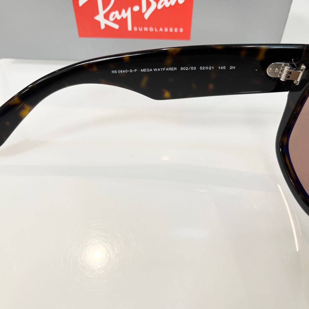 正規品!新色!即発!ライトカラー新品正規品RayBan MEGA WAYFARER RB0840SF 902/53レイバン メガウェイファーラー HAVANA/BROWNアジアン_画像4