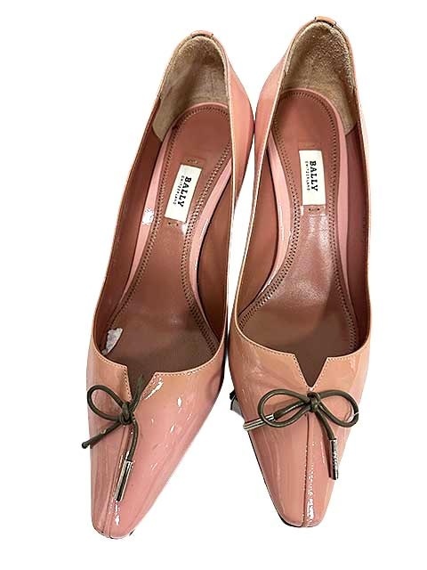 【中古】 BALLY バリー 靴 レディース サイズ37 ヒール高約7cm エナメルレザー パンプス_s-0260-r11