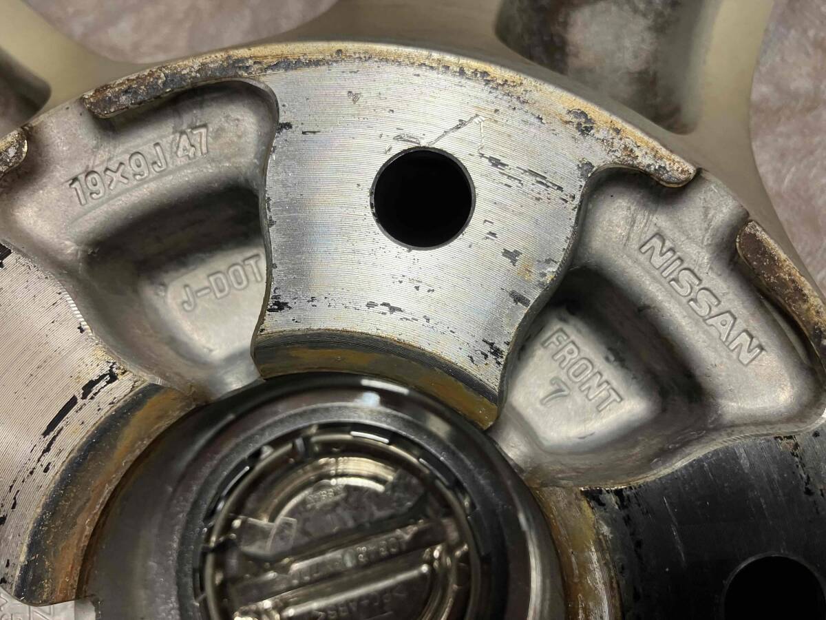 ◆鍛造 NISSAN フェアレディZ34 後期純正 19インチ◆ホイールのみ4本Set◆9J+47 10J+30 5H114.3◆小傷有り 流用に◆_画像9