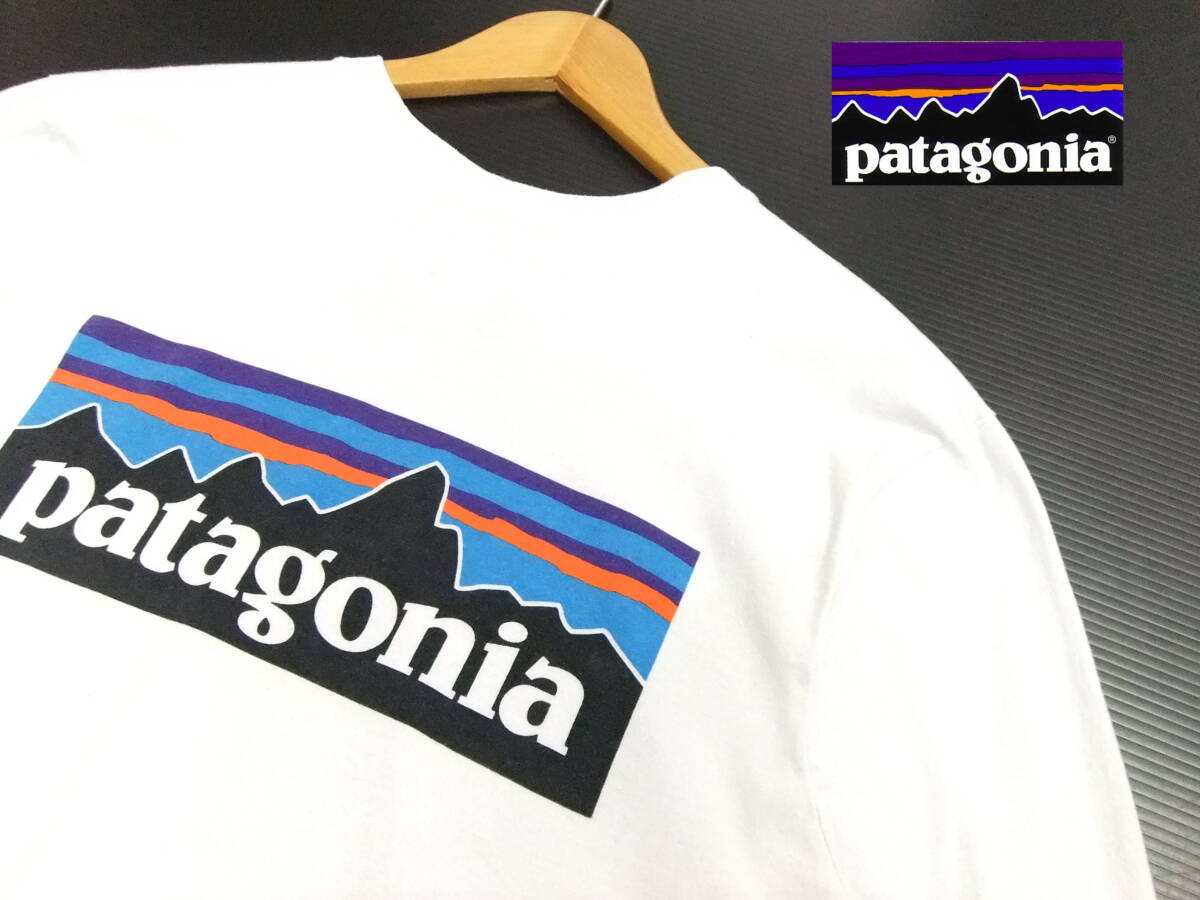 ■patagonia■長袖Tシャツ 白 Mサイズ ロゴ バックプリント ロンT パタゴニア
