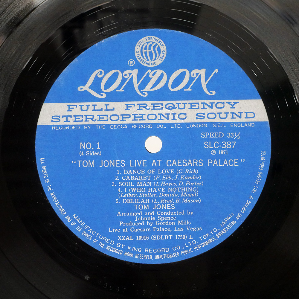 帯付き 国内盤 トムジョーンズ/シーザースパレスのトムジョーンズ/LONDON SLC387 LP_画像2