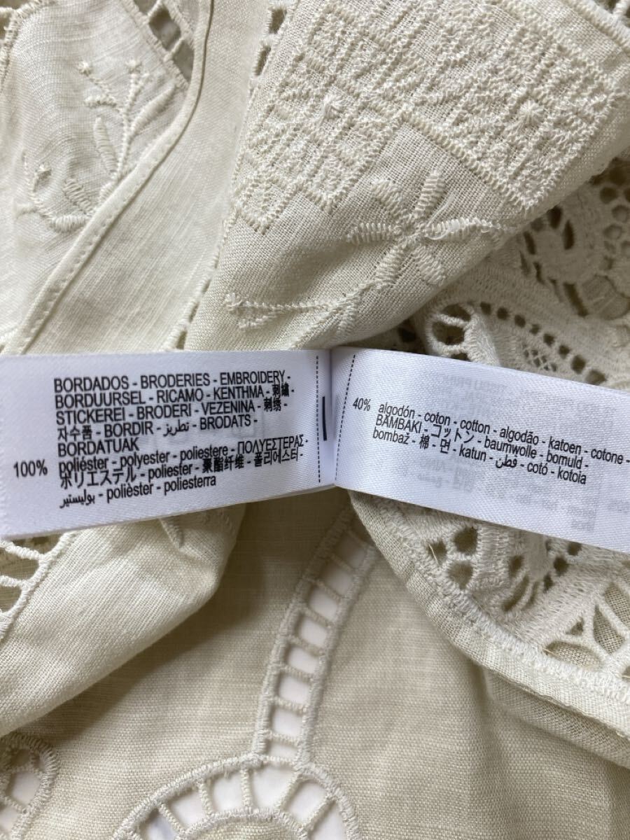 ZARA ザラ★タグ付き未使用★秋 大人素敵★高見え カットワーク エンブロイダリー刺繍シャツ ブラウス★エクリュXSサイズ 928_画像8