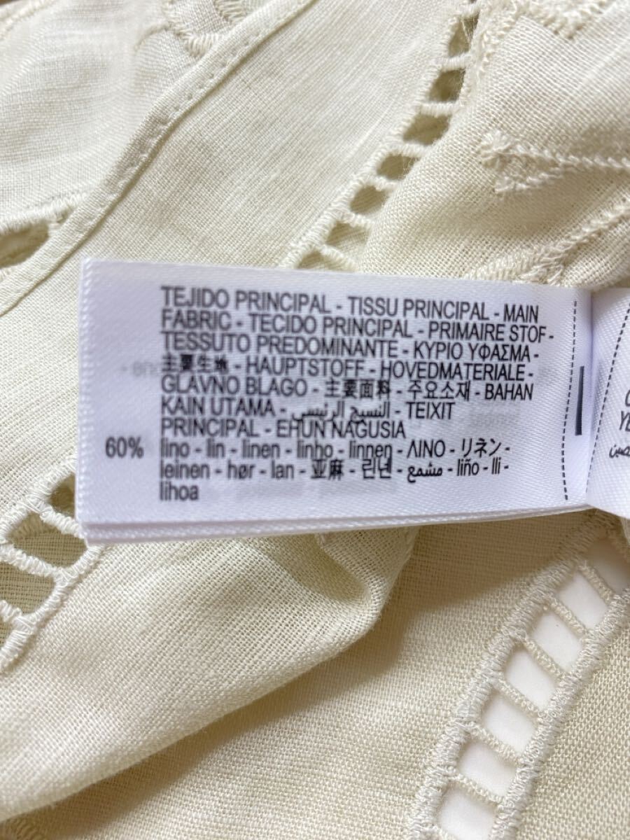 ZARA ザラ★タグ付き未使用★秋 大人素敵★高見え カットワーク エンブロイダリー刺繍シャツ ブラウス★エクリュXSサイズ 928_画像9