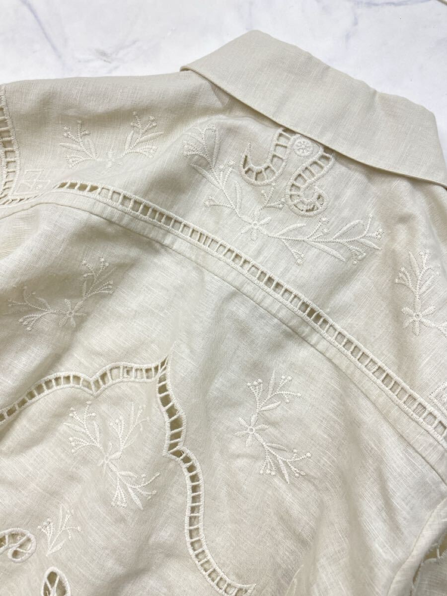 ZARA ザラ★タグ付き未使用★秋 大人素敵★高見え カットワーク エンブロイダリー刺繍シャツ ブラウス★エクリュXSサイズ 928_画像10
