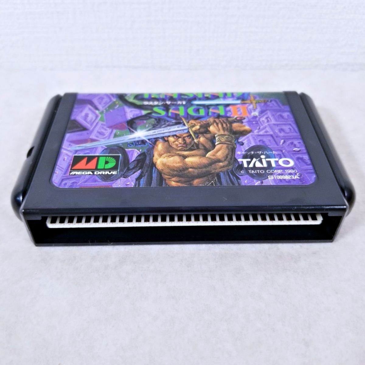 当時物 メガドライブ ラスタンサーガ2 箱 説明書付き SEGA セガ TAITO タイトー 表装表焼けあり_画像3