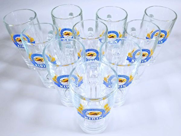 ビールジョッキ 大 サイズ 10個 フルカラー ばら売り不可 まとめて KIRIN キリン 高さ18.9cm 口徑9cm 重さ1.1kg ①
