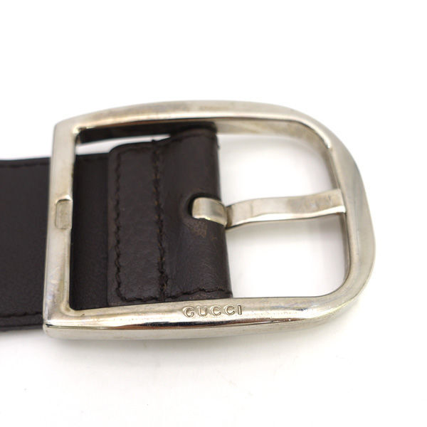 * Gucci GG парусина ремень бежевый Brown кожа #85 449716 (0220534175)