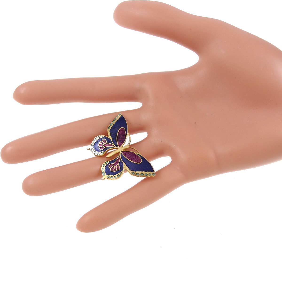 UK4161◆ バタフライモチーフ 蝶 パープル系 エナメルペイント 英国 イギリス ◆ ヴィンテージブローチ ◆_画像3