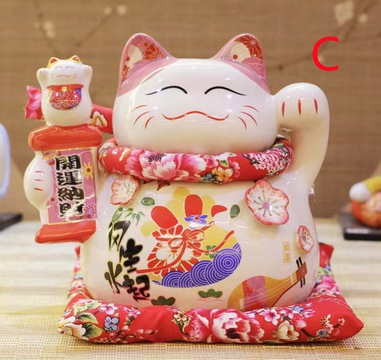 LDL2197# 招き貓 貯金箱 工蕓品 置物 雑貨 レトロ アンティーク リビング飾り 座布団付き 縁起物 贈り物 ギフト 開運(yùn) 金運(yùn)