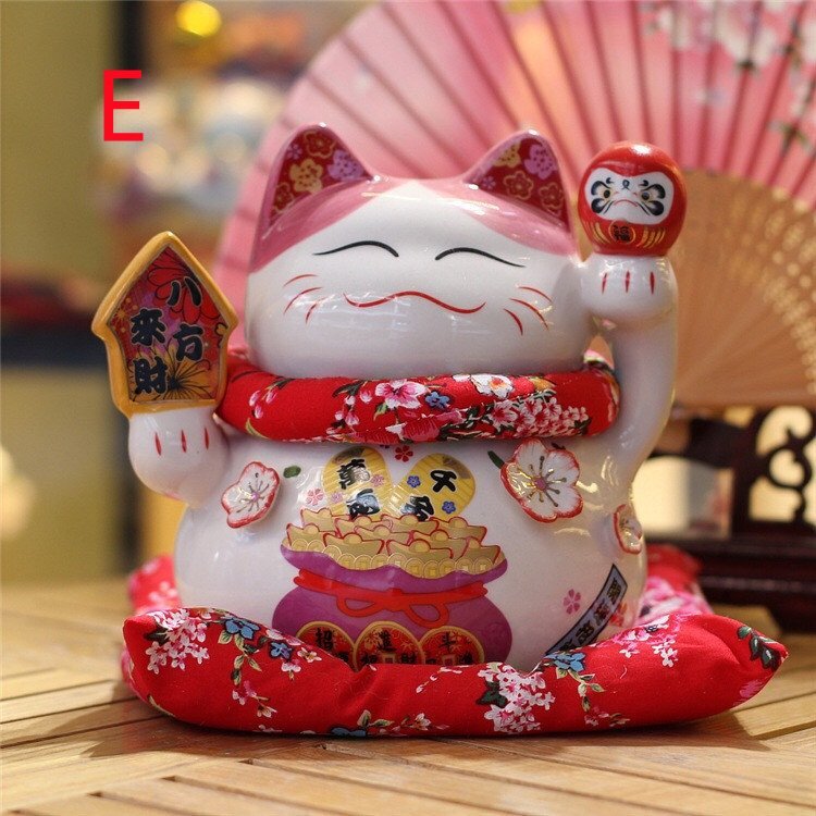 LDL2197# 招き貓 貯金箱 工蕓品 置物 雑貨 レトロ アンティーク リビング飾り 座布団付き 縁起物 贈り物 ギフト 開運(yùn) 金運(yùn)