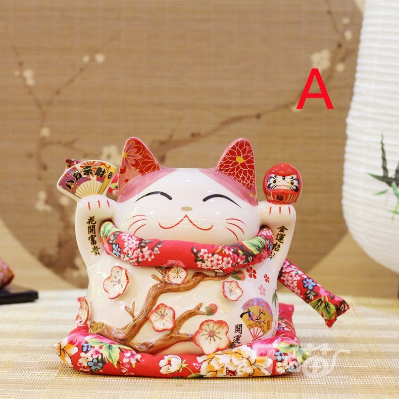 LDL2197# 招き貓 貯金箱 工蕓品 置物 雑貨 レトロ アンティーク リビング飾り 座布団付き 縁起物 贈り物 ギフト 開運(yùn) 金運(yùn)