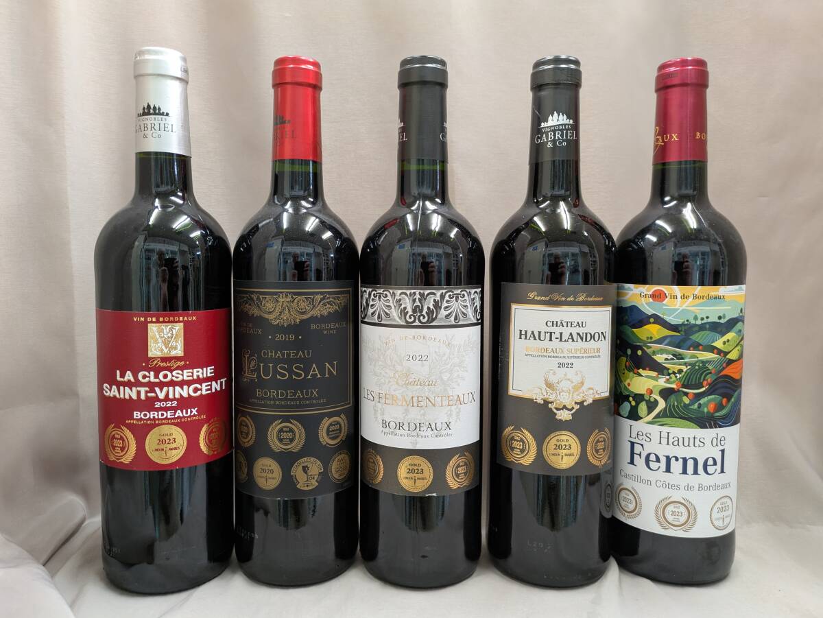 7冠,3冠含 すべて3冠以上3冠金受賞ボルドー地區(qū)飲み比べ赤ワイン5本　