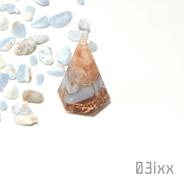【送料無料・即決】盛塩オルゴナイト 六角錐ミニ エンジェライト 硬石膏 天使の石 天然石 盛り塩 おまもり インテリア 03ixx_画像8