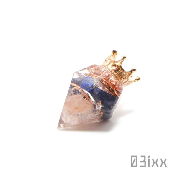 【即決】盛塩オルゴナイト プチダイヤ サファイア 青玉 徳望の石 天然石 インテリア お守り 03ixx【9月誕生石】_画像2