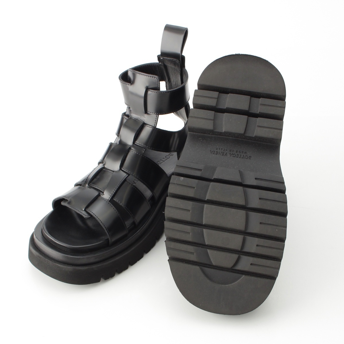 Bottega Veneta LUG ковер кожа ремешок сандалии 764581 черный 36[ б/у ]