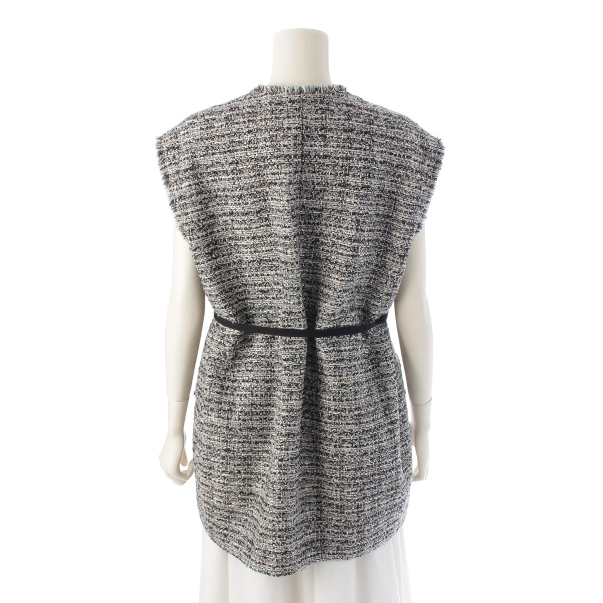 ドゥロワー 23年 PRE1 ツイード ノースリーブ ジャケット 6522-299-0802 ブラック 36【中古】_画像4