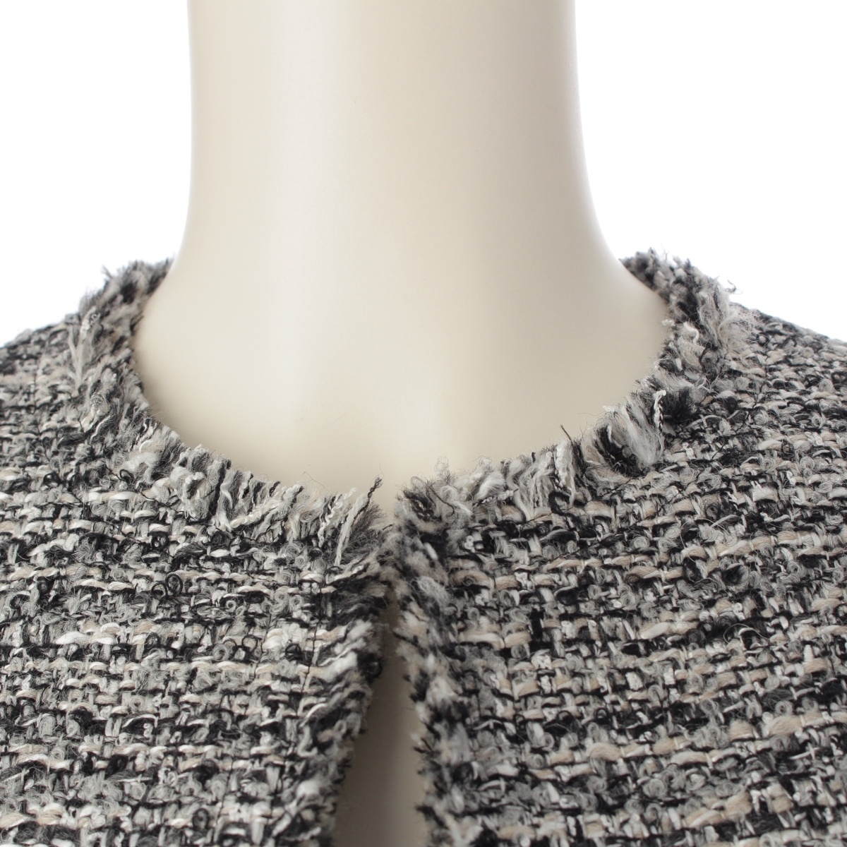 ドゥロワー 23年 PRE1 ツイード ノースリーブ ジャケット 6522-299-0802 ブラック 36【中古】_画像8