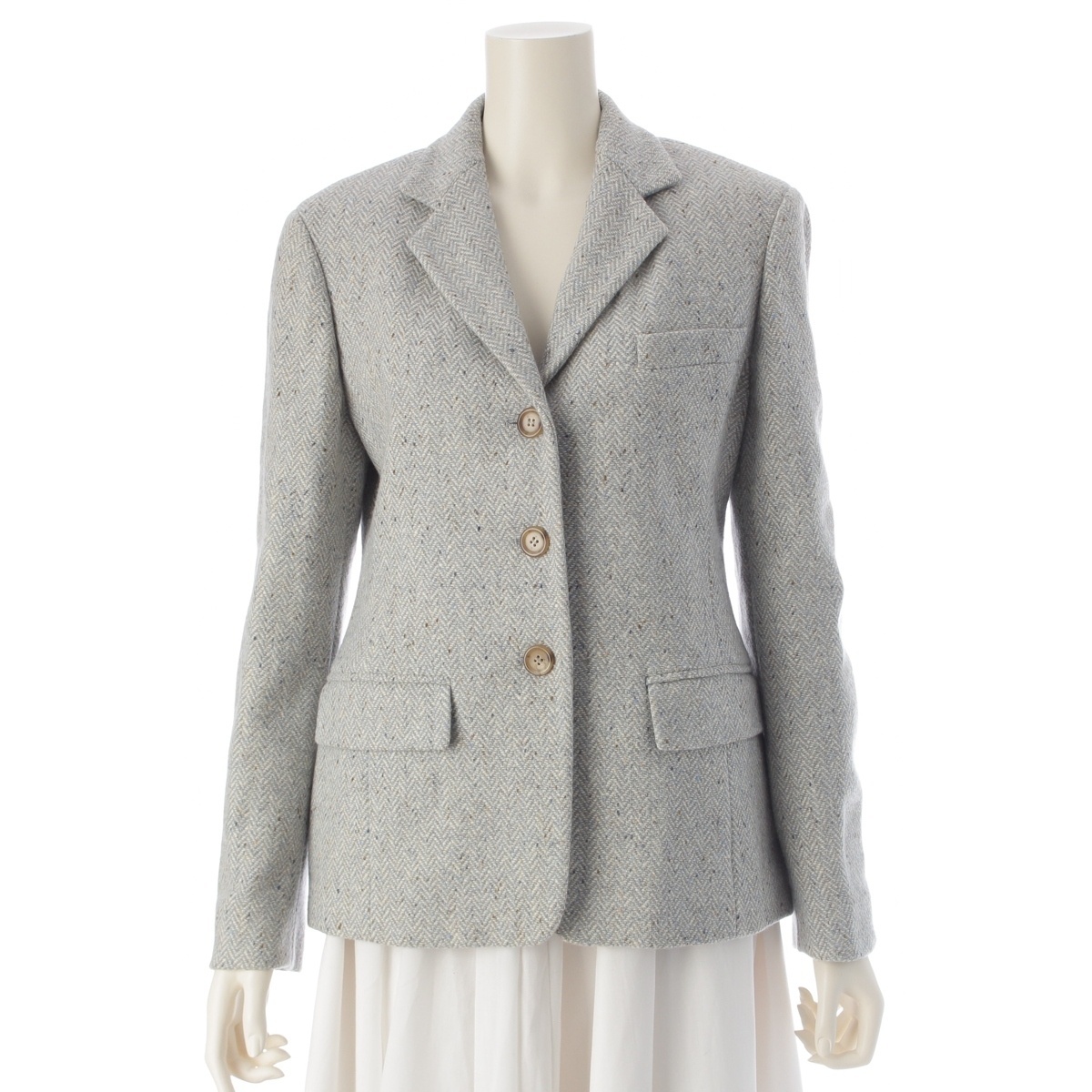 マックスマーラ ウィークエンド ウール ツイード 3B テーラードジャケット ブルー 40【中古】_画像1