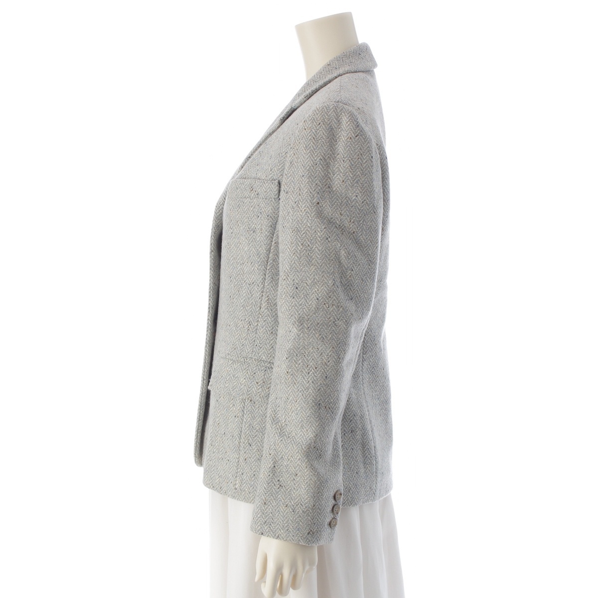 マックスマーラ ウィークエンド ウール ツイード 3B テーラードジャケット ブルー 40【中古】_画像3