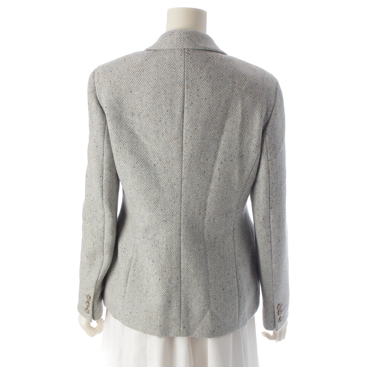 マックスマーラ ウィークエンド ウール ツイード 3B テーラードジャケット ブルー 40【中古】_画像4