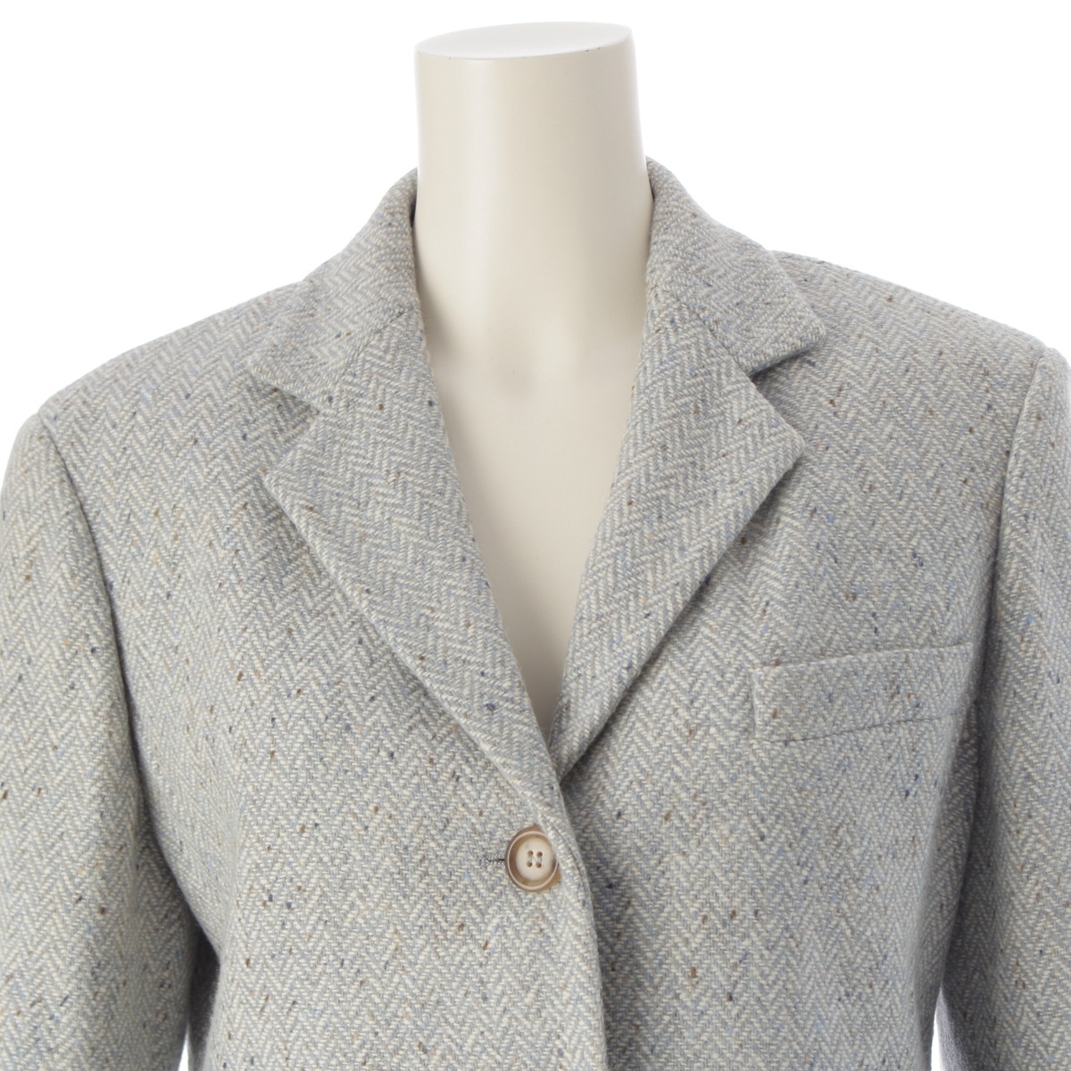 マックスマーラ ウィークエンド ウール ツイード 3B テーラードジャケット ブルー 40【中古】_画像5