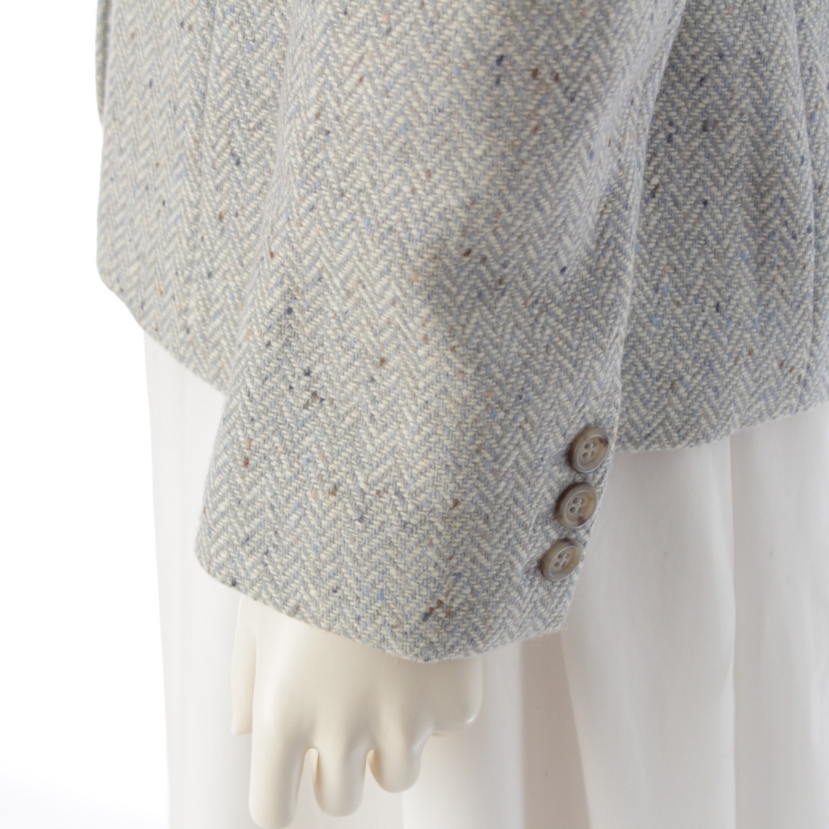マックスマーラ ウィークエンド ウール ツイード 3B テーラードジャケット ブルー 40【中古】_画像7