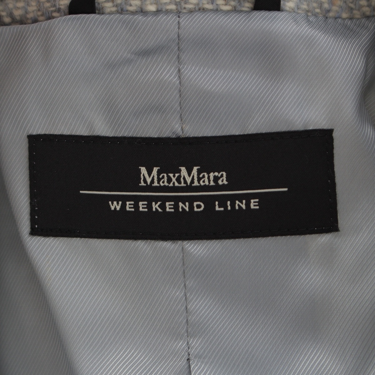 マックスマーラ ウィークエンド ウール ツイード 3B テーラードジャケット ブルー 40【中古】_画像9