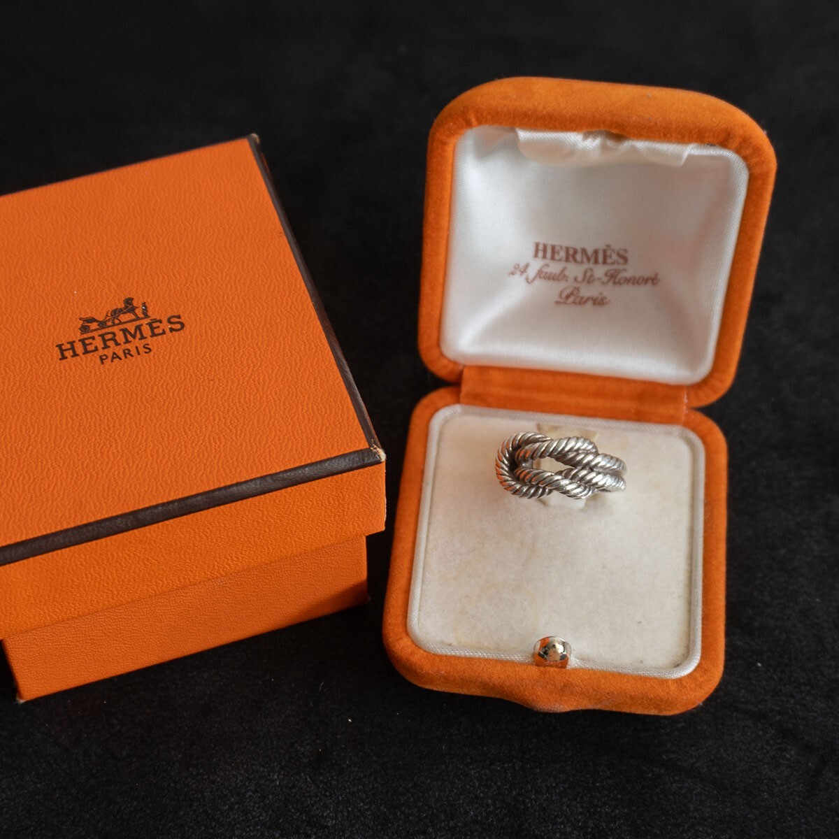 【最高級】 HERMES 【オーディエンヌ ロープ リング】 エルメス シルバー 925 11号 ヴィンテージ 25090039