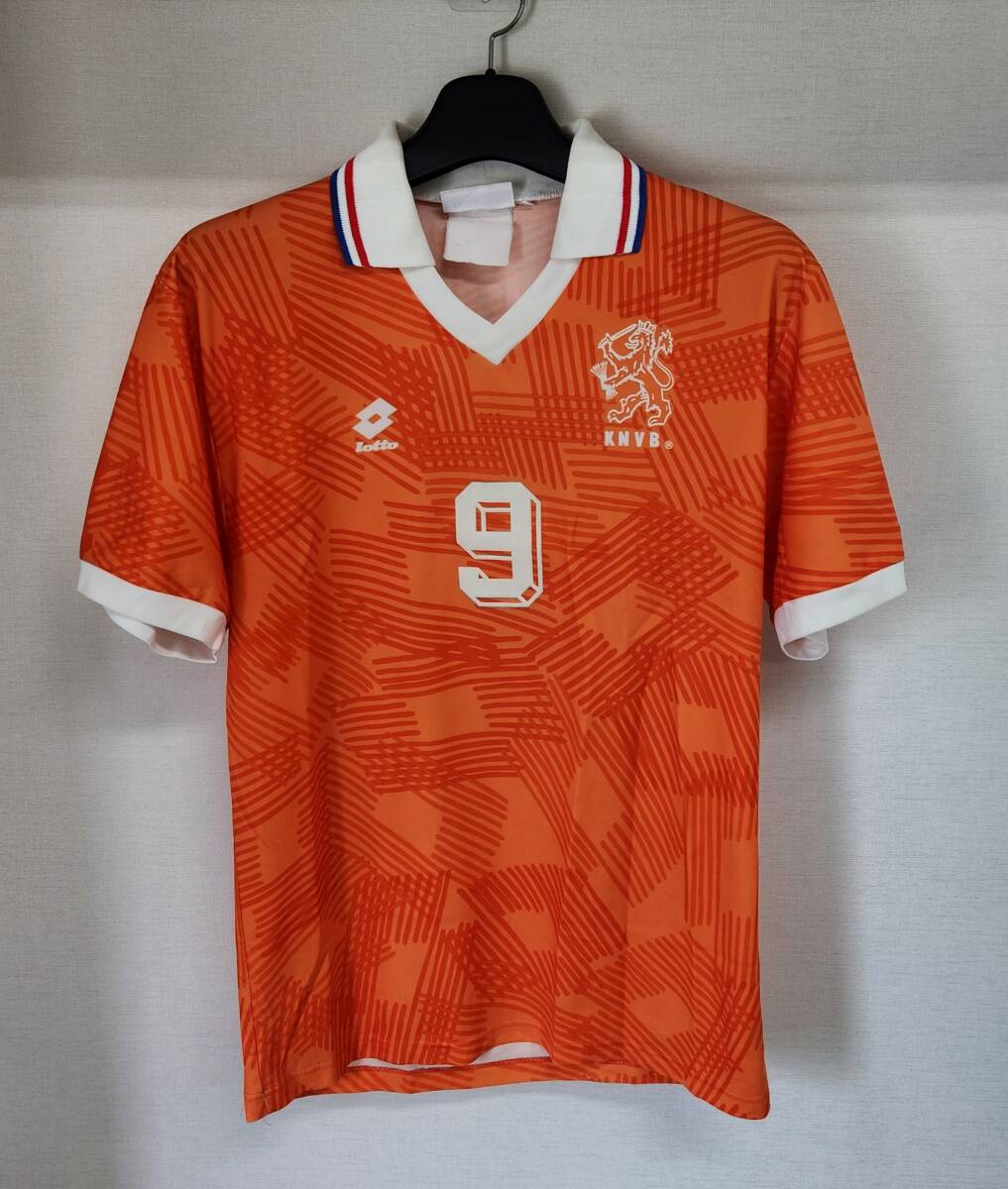 EURO 1992 オランダ Holland(H)＃9 VAN BASTEN マルコ・ファン・バステン 半袖 lotto正規 M_画像1