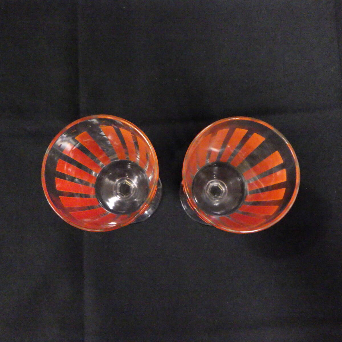 昭和 レトロ コップ ストライプ グラス 可愛い おしゃれ ポップ 脚付き 2客セット_画像2