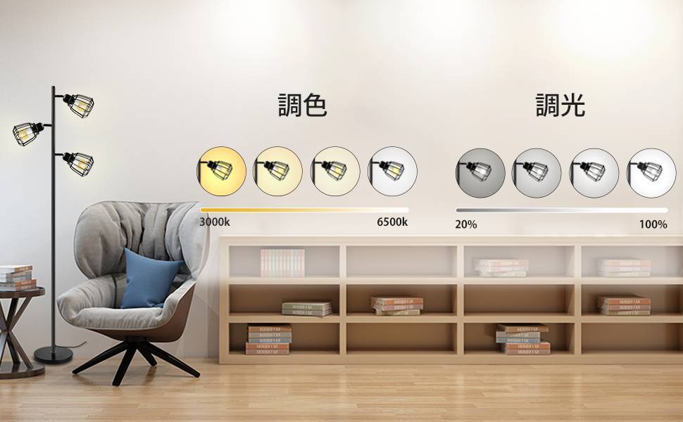 調(diào)光調(diào)色 間接照明 180度回転スタンドライト 北歐スタイル