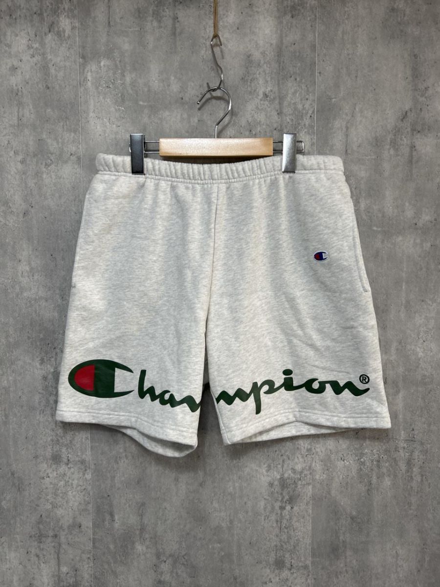 Champion チャンピオン Supreme シュプリーム コラボ商品 プリントロゴ ハーフ パンツ sizeS/ライトグレー ■■◎ メンズ