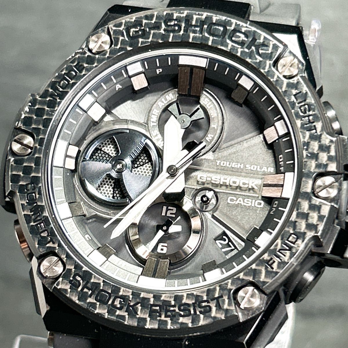 美品 CASIO G-SHOCK カシオ Gショック G-STEEL Gスチール GST-B100X-1AJF 腕時計 ソーラー アナログ デジタル カレンダー Bluetooth