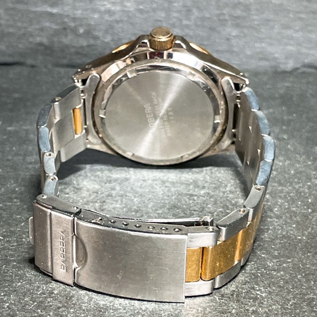 美品 BARBERA 腕時(shí)計(jì) アナログ クオーツ マルチファンクション メタルバンド シルバー ゴールド ラウンド 新品電池交換済み 動(dòng)作確認(rèn)済み