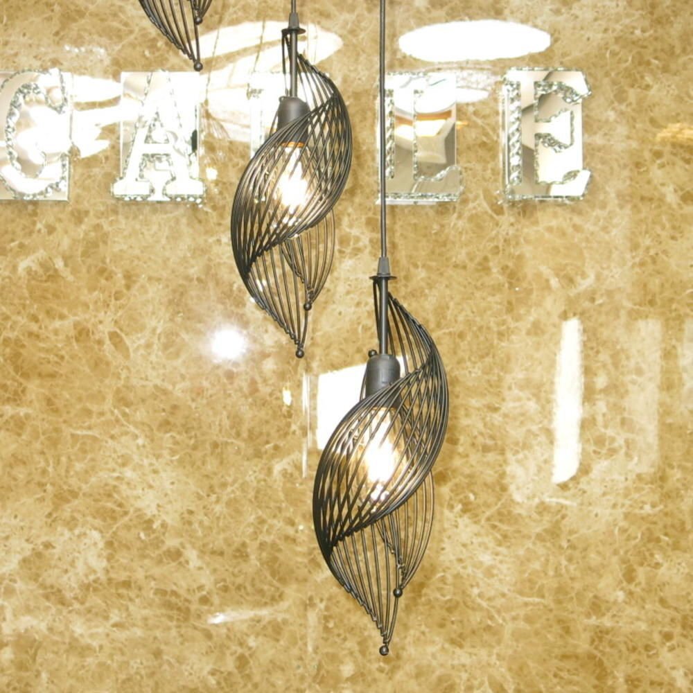 【LED付き！】 新品 引掛シーリング対応 吹き抜け LED 3連 ペンダントライト ブラックアイアン タイプ 調(diào)光対応 50～140高さ調(diào)整可 安い