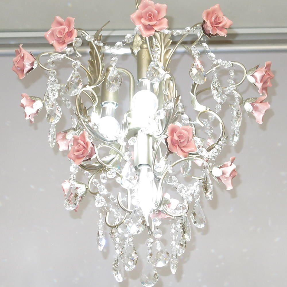【LED付き！】 新品 薔薇モチーフ LED 4燈 シャンデリア 調(diào)光可能 高さ調(diào)整可 引掛シーリング対応 シーリングライト 安い 北歐 可愛(ài)い
