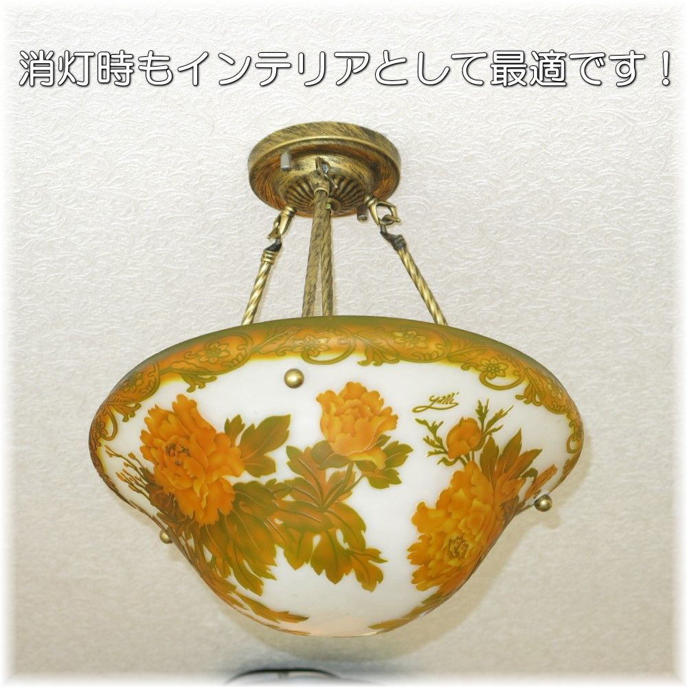 【送料無料！】☆豪華ガラス工蕓シャンデリア☆新品 アールヌーボー 様式 ガレ風 ガラス工蕓アンティークシャンデリア