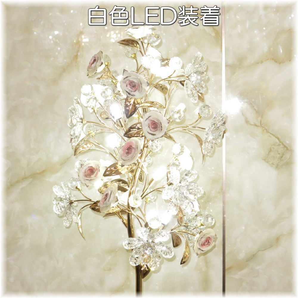 【送料無料！】★超激安即決！★新品?豪華 綺麗なデザイン 薔薇モチーフ LEDクリスタルフロアスタンド フラワーピンクタイプ