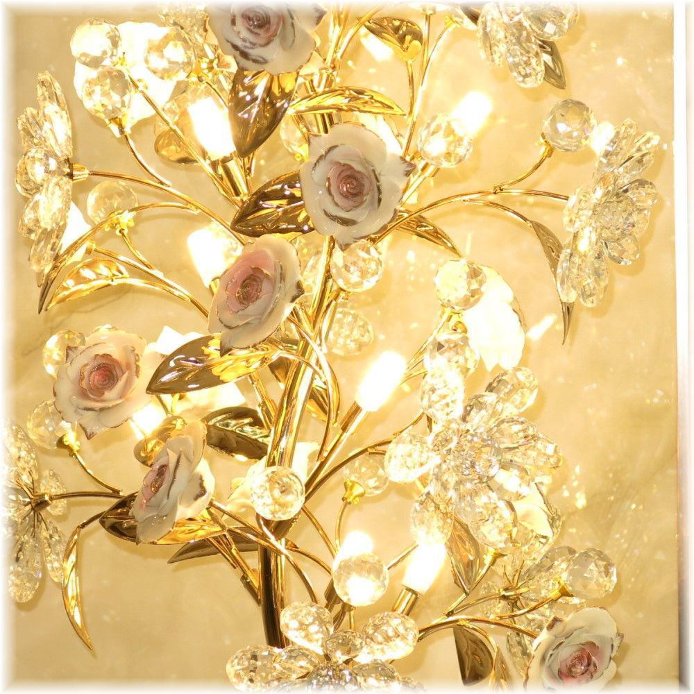 【送料無料！】★超激安即決！★新品?豪華 綺麗なデザイン 薔薇モチーフ LEDクリスタルフロアスタンド フラワーピンクタイプ