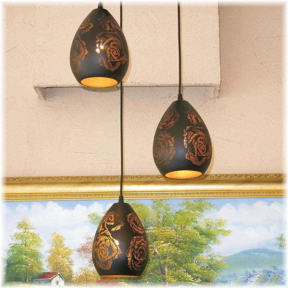 【LED付き！】新品 粋なデザイン ブラックアイアン LED付き 3連吊り下げ ペンダントライト led 吹き抜け 階段 シンプル 安い 北歐 おしゃれ