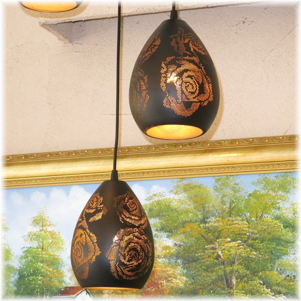 【LED付き！】新品 粋なデザイン ブラックアイアン LED付き 3連吊り下げ ペンダントライト led 吹き抜け 階段 シンプル 安い 北歐 おしゃれ